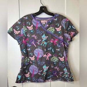 Koi by Kathy Peterson Printed Scrub Top Size L F1.2